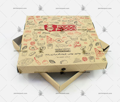 جعبه پیتزا کرافت چاپ دو رنگ