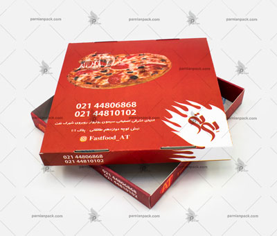 جعبه پیتزا چاپ افست دو تکه مربعی