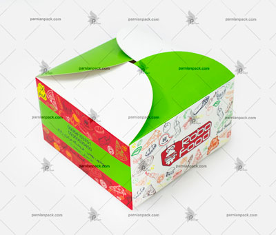جعبه همبرگر چاپ اختصاصی سبز و زرد