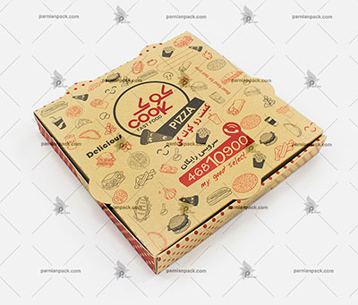 جعبه پیتزا کرافت با چاپ دو رنگ